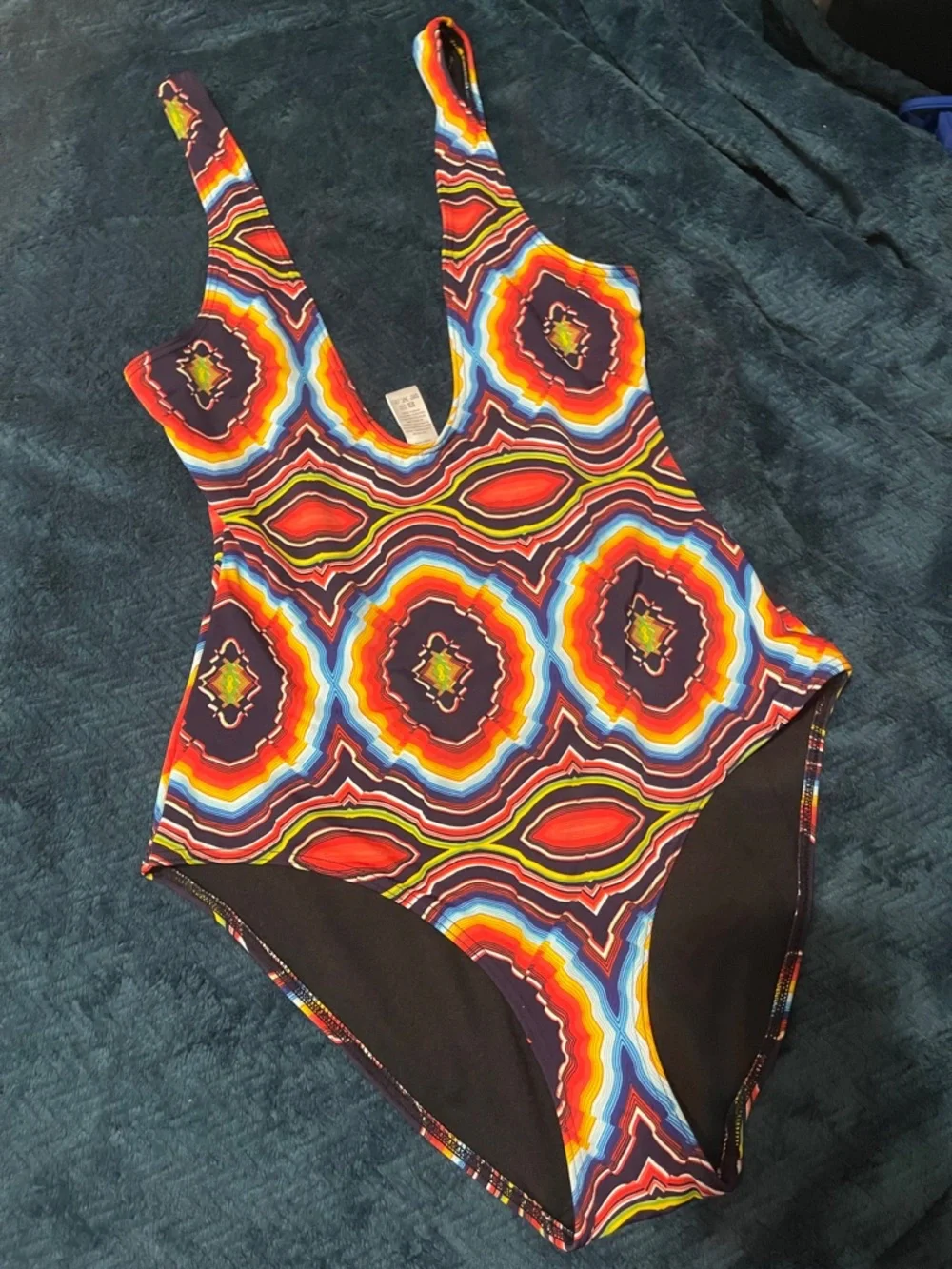 One-Piece Swimsuit with Multicolor Geometric Print - Picture 1 of 6